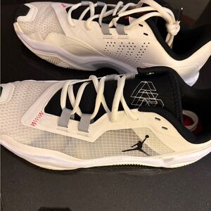 Jordan One Take 4 White and Black Sneakers with Red Accents Brand New Size 10.5